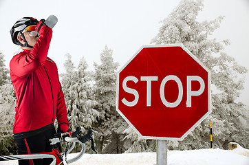 Image showing Cyclist on the road