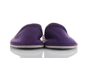 Image showing A pair of purple slippers