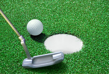 Image showing golf ball on green course