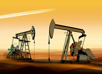 Image showing oil pumps in desert