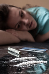 Image showing Woman and cocaine