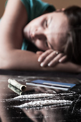 Image showing Woman and cocaine