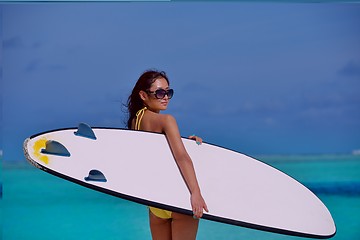 Image showing beautiful  woman relax on tropical  beach