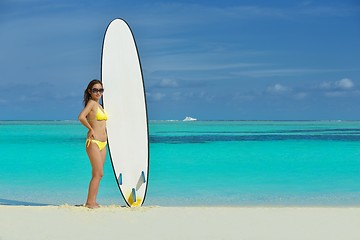 Image showing beautiful  woman relax on tropical  beach