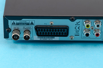 Image showing dvb-t tv receiver back side scart tulip wires plug 