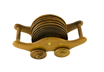 Image showing ornamented pallet holder with six round coaster 