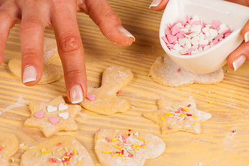 Image showing Decorating cookies