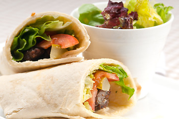 Image showing kafta shawarma chicken pita wrap roll sandwich