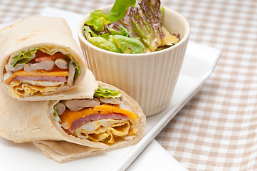 Image showing club sandwich pita bread roll