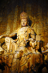 Image showing Wood-carving Buddha
