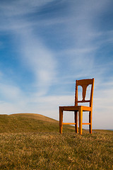 Image showing The old chair on the golf course