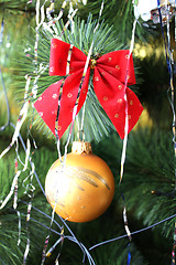 Image showing New Year's sphere on the fur-tree