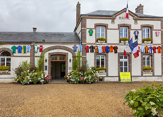 Image showing Hall Building Decorated for the Cycling Race