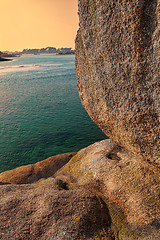 Image showing Brittany- Rocks Detail at Sunset