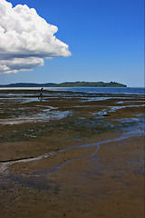 Image showing  river  cloudy man   hill  