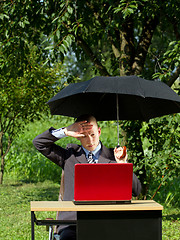 Image showing Businessman Working Outdoors