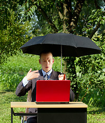 Image showing Businessman Working Outdoors