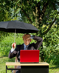 Image showing Businessman Working Outdoors