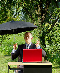 Image showing Businessman Working Outdoors