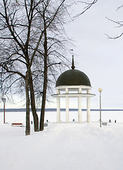 Image showing Rotunda on Onego lake in winter