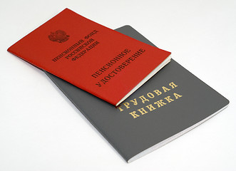 Image showing Employment history book and pension sertificate