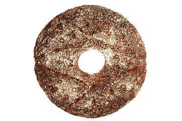 Image showing finnish round rye bread on a white 