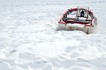 Image showing boat in the winter on shore