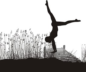 Image showing Gymnast on the pier