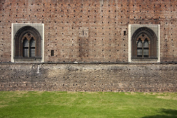 Image showing grass of castle sforzesco milan