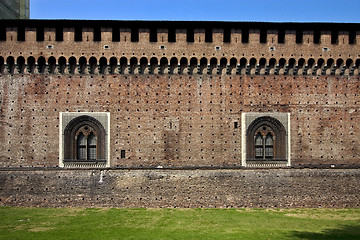 Image showing   brick and window in the grass  