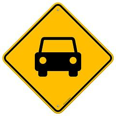 Image showing Yellow Sign with Car