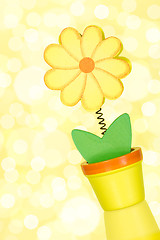 Image showing Flower on a  blurry yellow background