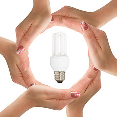 Image showing Hands with light bulb