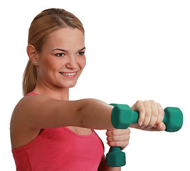 Image showing Woman with Dumbbells