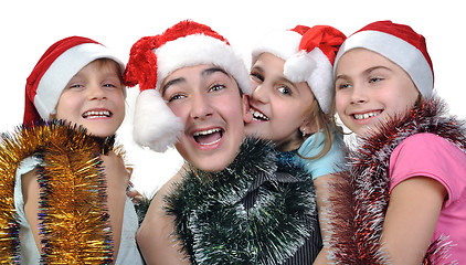 Image showing group of happy children celebrating Christmas