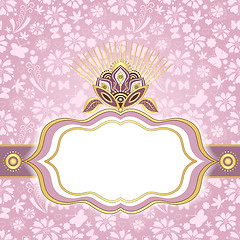 Image showing Spring pink-gold easter frame