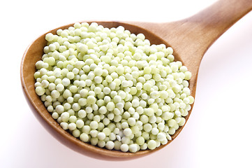 Image showing tapioca pearls with lime. white bubble tea ingredients