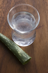 Image showing aloe vera juice with fresh leaves