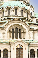 Image showing A door, an arch and a dome of the Alexander Nevsky Cathedral, So