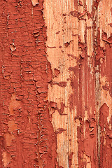 Image showing Wooden boards painted in red