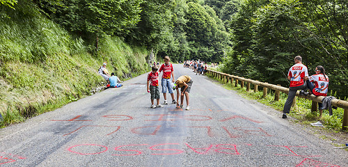 Image showing Kids Writing on the Road