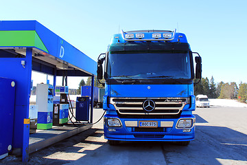 Image showing Blue Mercedes Benz Actros Heavy Duty Truck