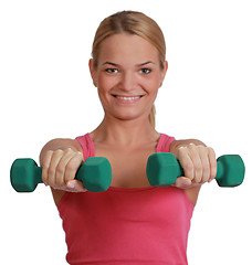 Image showing Woman with Dumbbells