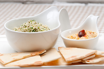 Image showing taboulii couscous with hummus