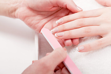 Image showing manicure making in beauty spa salon 