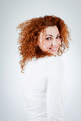 Image showing attractive young redhead woman smiling portrait