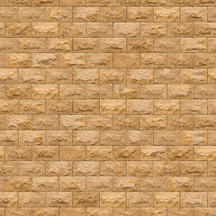 Image showing Seamless Texture of Yellow Sandstone Brick Wall.