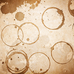 Image showing old paper with drops of coffee