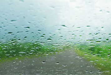 Image showing Water drops on a car window