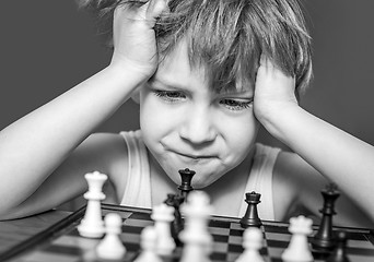 Image showing Boy playing chess